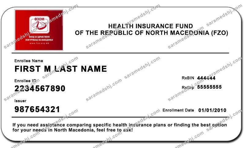 North Macedonia health insurance card